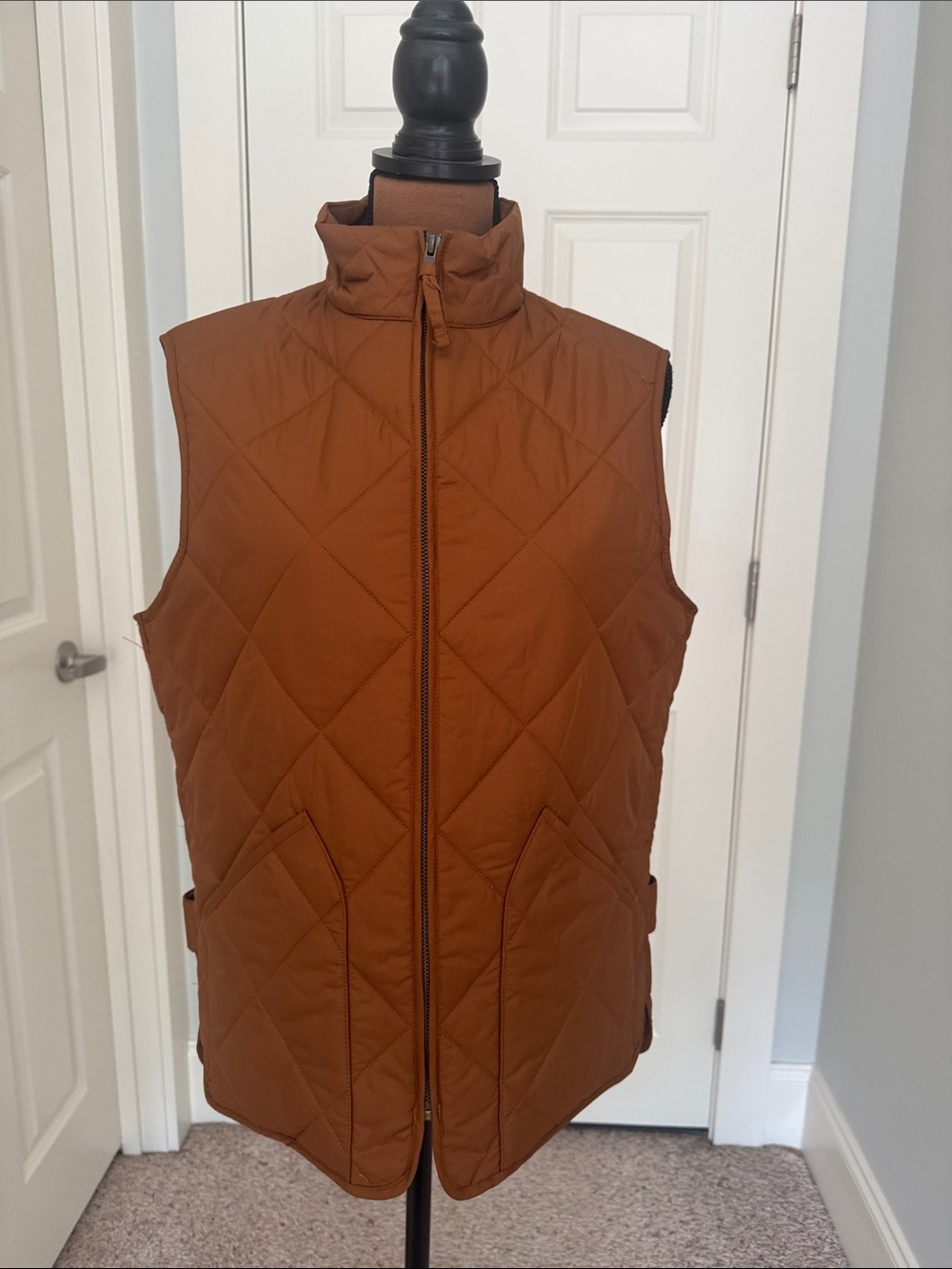 J. Crew Quilted Zip Vest in Rust